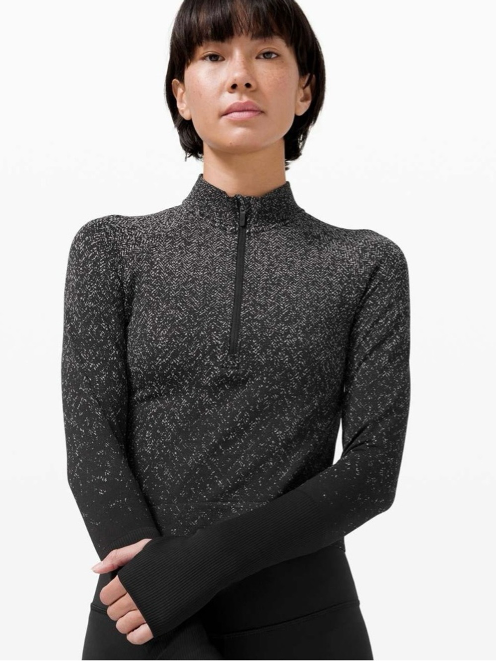 Lululemon Rest Less Cropped 1/2 Zip
Herringbone Fade Black / White